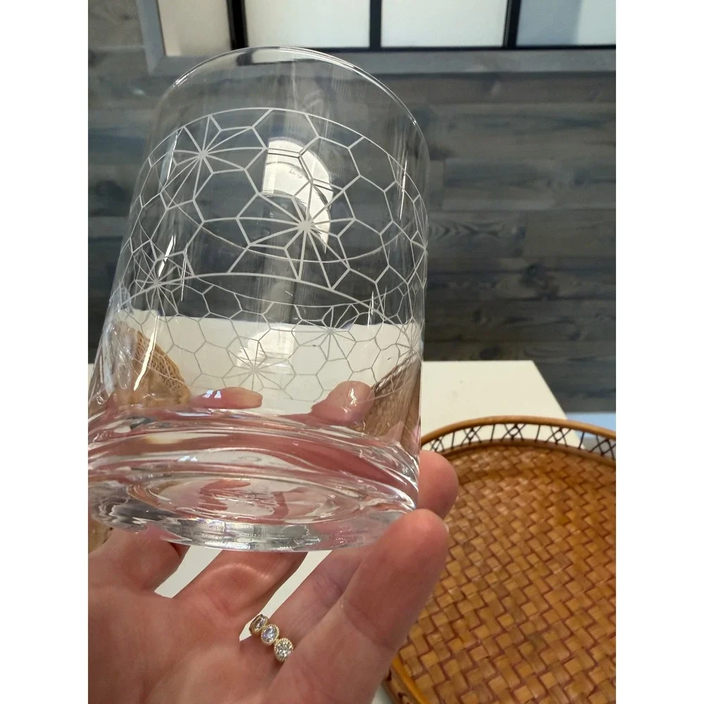 Chic & Tonic 5pc‎ Cocktail Set Etched Geometric Pitcher Coupes Rocks Glasses